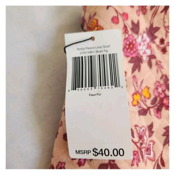 Vera Bradley Teddy Fleece Loop Scarf Infinity Blush Fig Flower Deep Pink. New - Picture 3 of 10